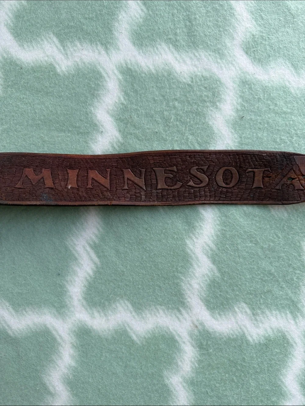 Vintage Tooled Leather Silver Tone Buckle Brown Men’s Belt about 39” long